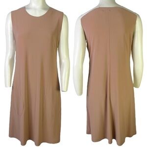 NORMA KALI PINK WHITE A  LINE DRESS RELAX FIT POCKETS STRETCHY SLEEVELESS MEDIUM